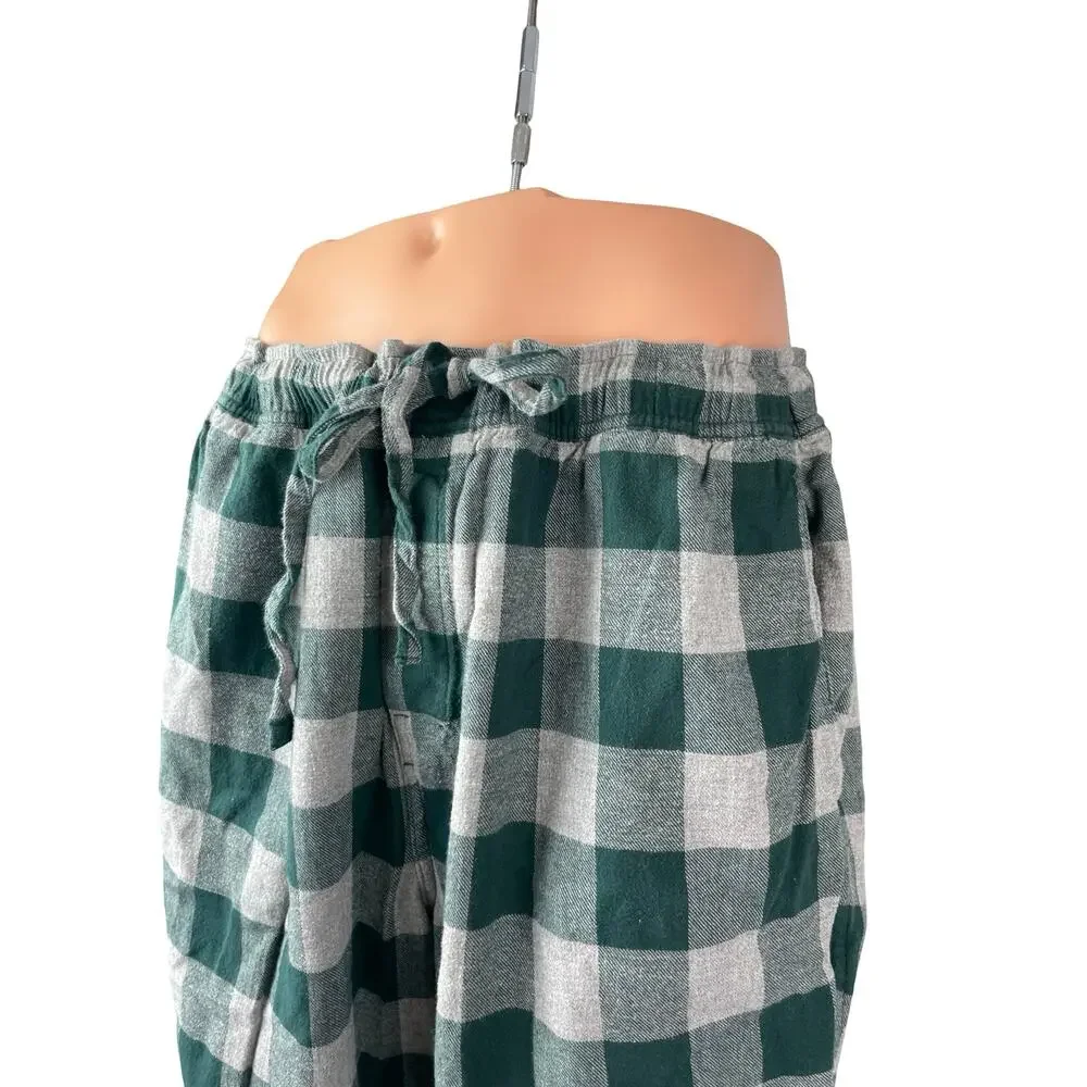 J.Crew Men's Green Gingham Check Tie Waist Straight Sleepwear Pajama Pants XL
